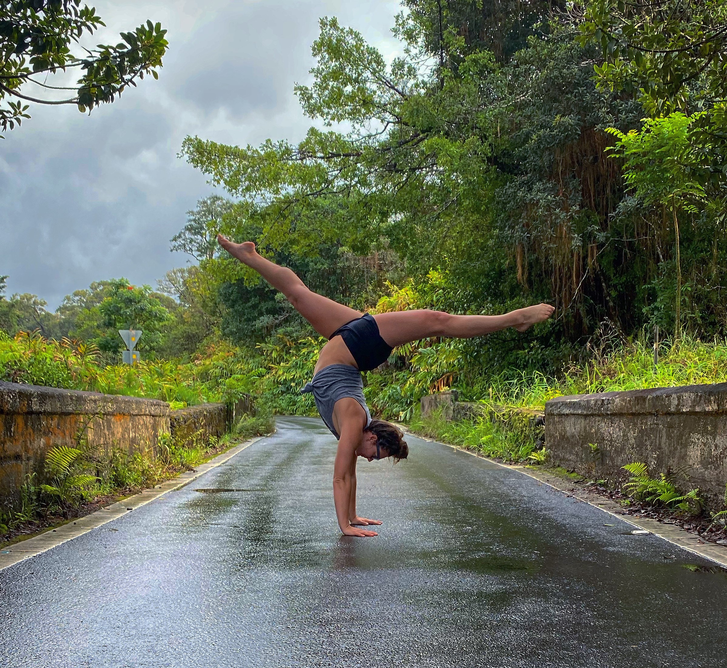 Handstand in middle of Road to Hana in Maui